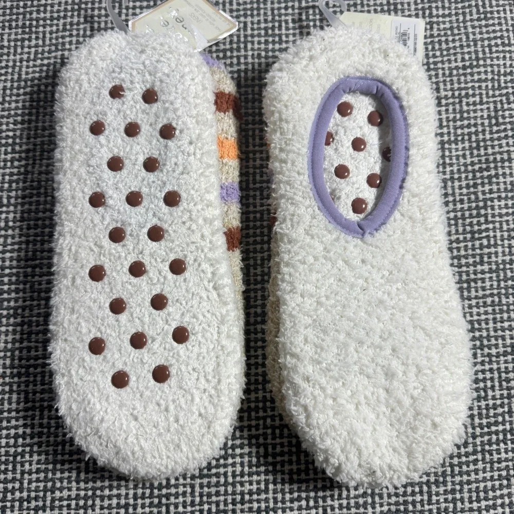 More Than Magic Womens Sherpa Slipper Socks Non Slip Low Cut Animal Liners New